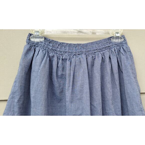 J CREW Zafrina Embroidered Chambray Skirt Cotton Elastic waist Tassels M Boho - Picture 10 of 11